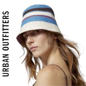 UO Urban Outfitters Kelly Striped Crochet Bucket Cap Hat NEW